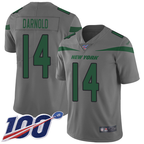 New York Jets Limited Gray Youth Sam Darnold Jersey NFL Football #14 100th Season Inverted Legend->youth nfl jersey->Youth Jersey
